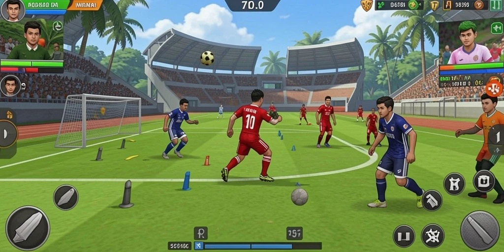 Screenshot 1 menunjukkan antarmuka permainan yang menarik.